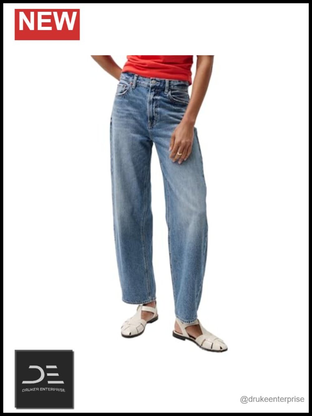 Pistola Women's Barrel Leg Jeans High Rise Cotton Mid Rise Denim